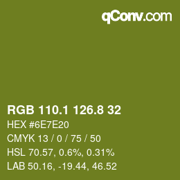 カラーコード: RGB 110.1 126.8 32 | qconv.com