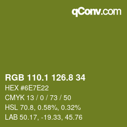 カラーコード: RGB 110.1 126.8 34 | qconv.com