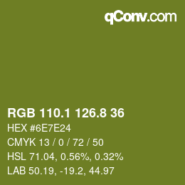カラーコード: RGB 110.1 126.8 36 | qconv.com