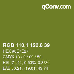 カラーコード: RGB 110.1 126.8 39 | qconv.com