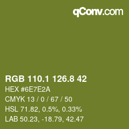 Color code: RGB 110.1 126.8 42 | qconv.com