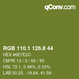 カラーコード: RGB 110.1 126.8 44 | qconv.com