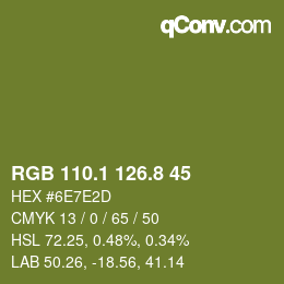 カラーコード: RGB 110.1 126.8 45 | qconv.com