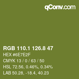 カラーコード: RGB 110.1 126.8 47 | qconv.com