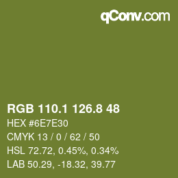 カラーコード: RGB 110.1 126.8 48 | qconv.com