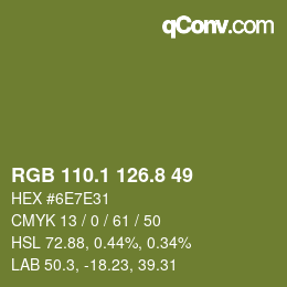 カラーコード: RGB 110.1 126.8 49 | qconv.com