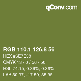 Color code: RGB 110.1 126.8 56 | qconv.com
