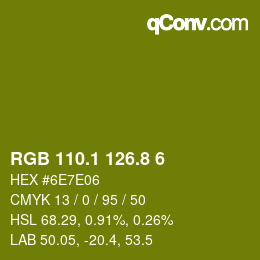 カラーコード: RGB 110.1 126.8 6 | qconv.com