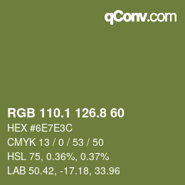 カラーコード: RGB 110.1 126.8 60 | qconv.com