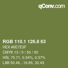 カラーコード: RGB 110.1 126.8 63 | qconv.com