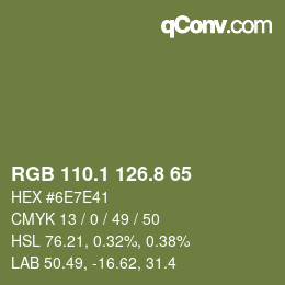 カラーコード: RGB 110.1 126.8 65 | qconv.com