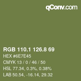 カラーコード: RGB 110.1 126.8 69 | qconv.com
