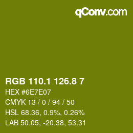カラーコード: RGB 110.1 126.8 7 | qconv.com