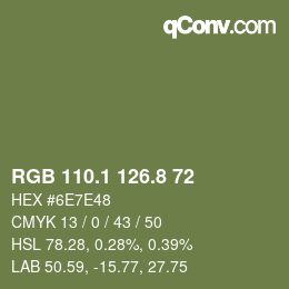 カラーコード: RGB 110.1 126.8 72 | qconv.com