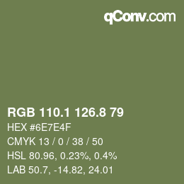 カラーコード: RGB 110.1 126.8 79 | qconv.com