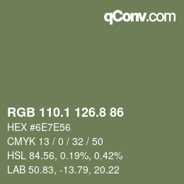 Color code: RGB 110.1 126.8 86 | qconv.com