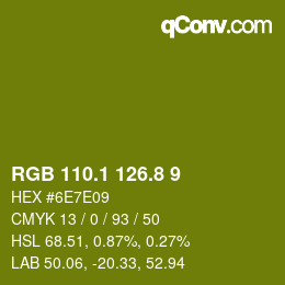 カラーコード: RGB 110.1 126.8 9 | qconv.com