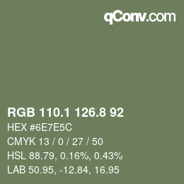 Color code: RGB 110.1 126.8 92 | qconv.com