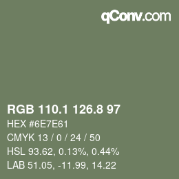 Color code: RGB 110.1 126.8 97 | qconv.com