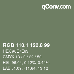 Color code: RGB 110.1 126.8 99 | qconv.com