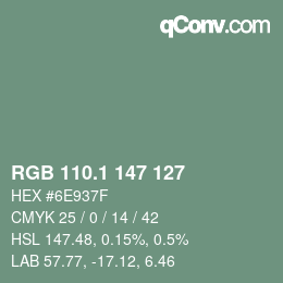 カラーコード: RGB 110.1 147 127 | qconv.com