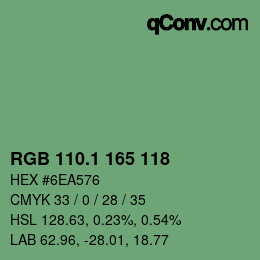 カラーコード: RGB 110.1 165 118 | qconv.com