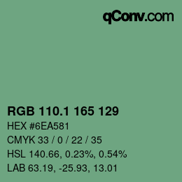 カラーコード: RGB 110.1 165 129 | qconv.com