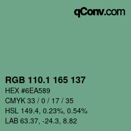 カラーコード: RGB 110.1 165 137 | qconv.com