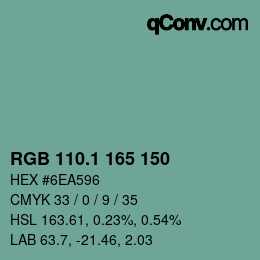 Color code: RGB 110.1 165 150 | qconv.com