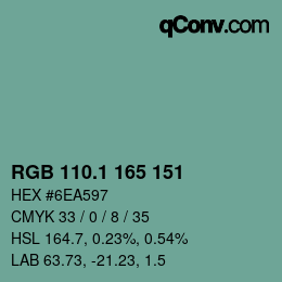 カラーコード: RGB 110.1 165 151 | qconv.com