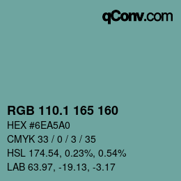カラーコード: RGB 110.1 165 160 | qconv.com