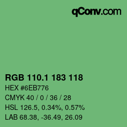 カラーコード: RGB 110.1 183 118 | qconv.com
