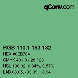 カラーコード: RGB 110.1 183 132 | qconv.com