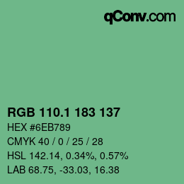 カラーコード: RGB 110.1 183 137 | qconv.com