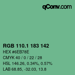 カラーコード: RGB 110.1 183 142 | qconv.com