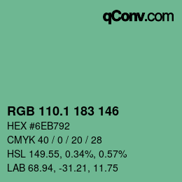 カラーコード: RGB 110.1 183 146 | qconv.com
