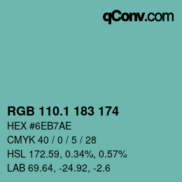 Color code: RGB 110.1 183 174 | qconv.com
