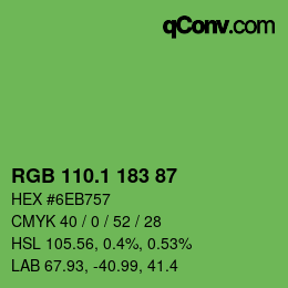 カラーコード: RGB 110.1 183 87 | qconv.com