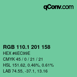 カラーコード: RGB 110.1 201 158 | qconv.com