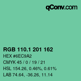 カラーコード: RGB 110.1 201 162 | qconv.com
