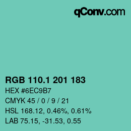 Color code: RGB 110.1 201 183 | qconv.com