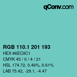 Color code: RGB 110.1 201 193 | qconv.com