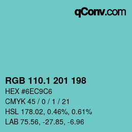 Color code: RGB 110.1 201 198 | qconv.com