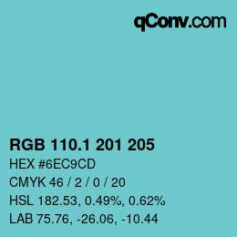 カラーコード: RGB 110.1 201 205 | qconv.com
