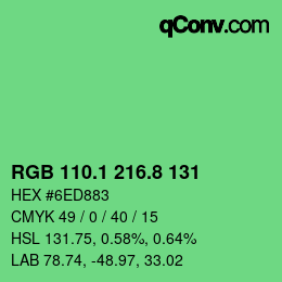 カラーコード: RGB 110.1 216.8 131 | qconv.com