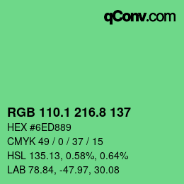カラーコード: RGB 110.1 216.8 137 | qconv.com