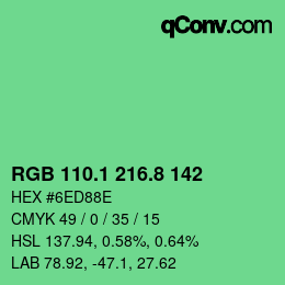カラーコード: RGB 110.1 216.8 142 | qconv.com