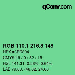 カラーコード: RGB 110.1 216.8 148 | qconv.com