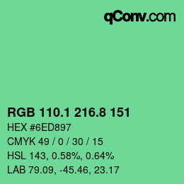 カラーコード: RGB 110.1 216.8 151 | qconv.com