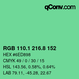 カラーコード: RGB 110.1 216.8 152 | qconv.com